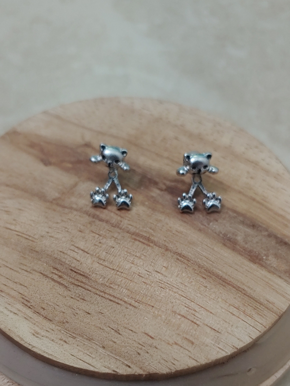Kitty Dangle Studs Silver Hanging Cat Earrings NWT